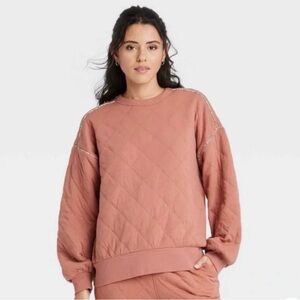 Universal Thread Women’s Coral Clay Quilted Crewneck Oversized Sweatshirt XL